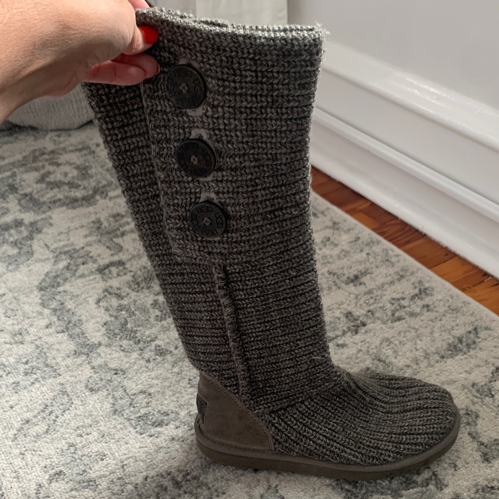 UGG Charcoal Knit Button Boots